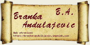 Branka Andulajević vizit kartica